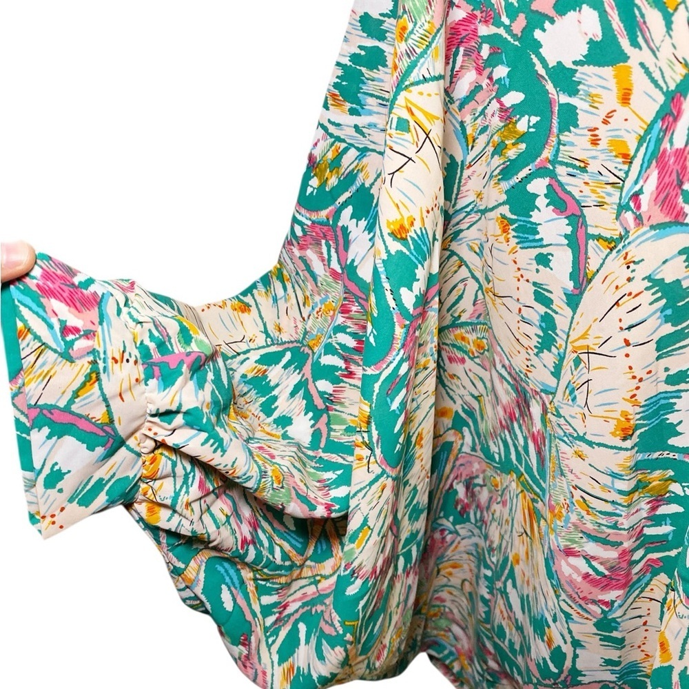 JODIFL Teal and Pink Butterfly Patterned Tunic Top - Picture 5 of 14
